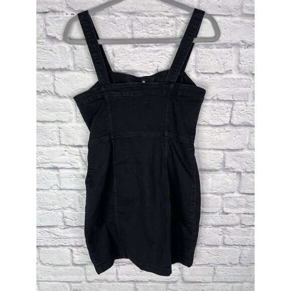 H&M DIVIDED Women's Black Denim Button Front Overall Dress Small - Picture 4 of 4